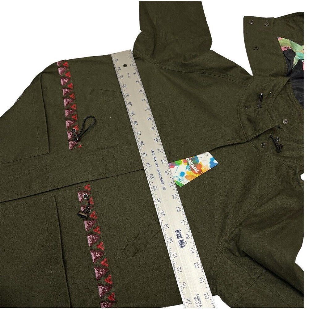 Desigual Jacket WMNS 6 Green‎ Victorian Gothic Hooded Manila Parka Floral Artsy - Picture 8 of 16